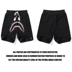 2023 APE Shark Mouth Print Cotton Shorts Unisex Summer Casual