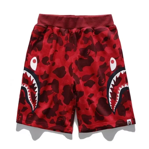 2024 APE Shark Mouth Camo Print Casual Shorts Loose Unisex Style 1