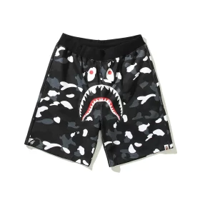 2024 APE Shark Mouth Camo Print Casual Shorts Loose Unisex Style 25