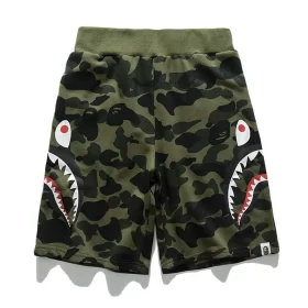 2024 APE Shark Mouth Camo Print Casual Shorts Loose Unisex Style 4