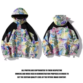 APE Artistic Floral Camo Ski Jacket Double Hood Windbreaker