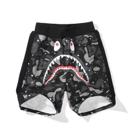 APE Night Glow Shark Side Panel Print Casual Fashion Shorts Unisex Style 2