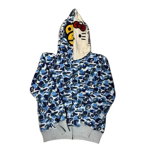 APE Shark Mouth WGM Camo Hoodie Unisex Fleece Cardigan Autumn Winter Style 5 – XXL