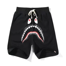 APE Side Shark Mouth Camo Patch Casual Shorts Loose Terry Unisex Style 2