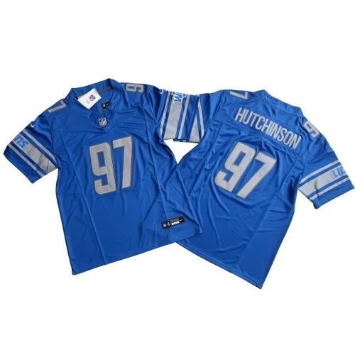 Blue Detroit Lions 97 Aidan Hutchinson Nike Vapor Fuse Limited Jersey Cheap