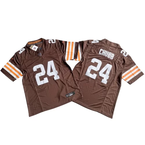 Brown Cleveland Browns 24 Nick Chubb Nike Vapor Fuse Limited Jersey Cheap