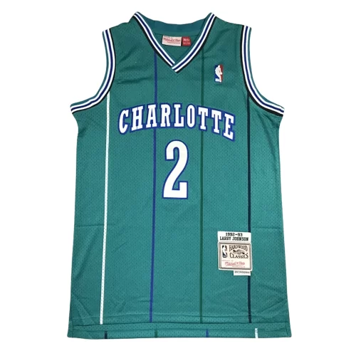 Charlotte Hornets 2 Green Vintage Label Jersey Cheap