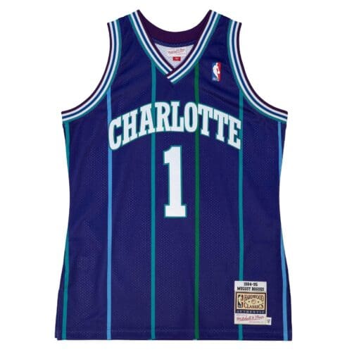 Charlotte Hornets1 Purple Stripe 94 95 Mitchell Retro Jersey Cheap Tiny Boggs