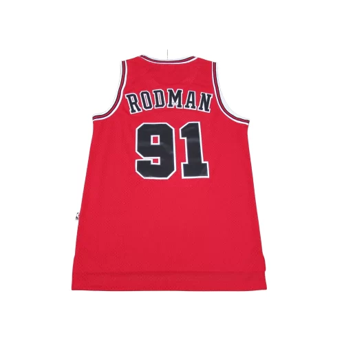 Chicago Bulls 91 Rodman Vintage Red Jersey Cheap 1 1