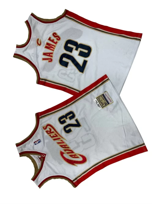 Cleveland Cavaliers 23 White 03 04 Mitchell Retro Kits Lebron James Jersey Cheap 1