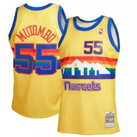 Denver Nuggets 55 Yellow Rainbow 91 92 Mitchell Retro Jersey Cheap Dickenberg Mutombo