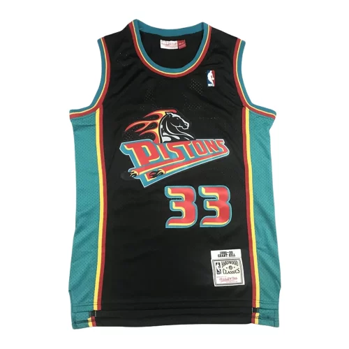 Detroit Pistons 33 Black Vintage Label Jersey Cheap