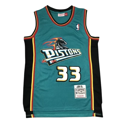 Detroit Pistons 33 Green Vintage Label Jersey Cheap