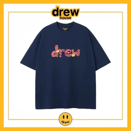 Drew Heart Print Short Sleeve T-Shirt Unisex Cotton Casual Top Style 3