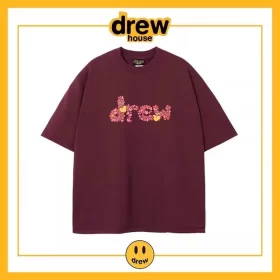 Drew Heart Print Short Sleeve T-Shirt Unisex Cotton Casual Top Style 9