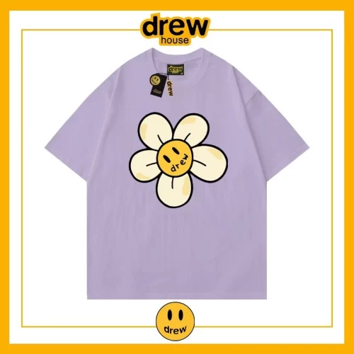 Drew Heart Print Short Sleeve T-Shirt Unisex Cotton Loose Summer Style 12