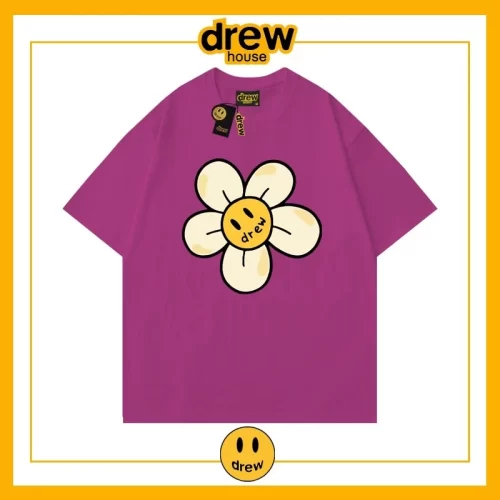 Drew Heart Print Short Sleeve T-Shirt Unisex Cotton Loose Summer Style 13