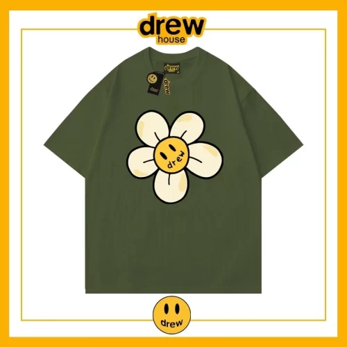 Drew Heart Print Short Sleeve T-Shirt Unisex Cotton Loose Summer Style 24