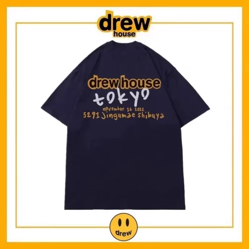 Drew House Bear Letter Short Sleeve T-Shirt Men Cotton Loose Style 14