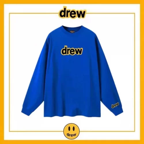 Drew Letter Long Sleeve T-Shirt Unisex Cotton Loose Top Style 3