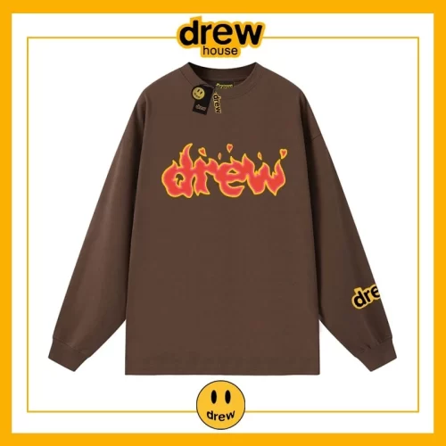 Drew Long Sleeve T-Shirt Cotton Loose Base Layer Unisex Student Style 5