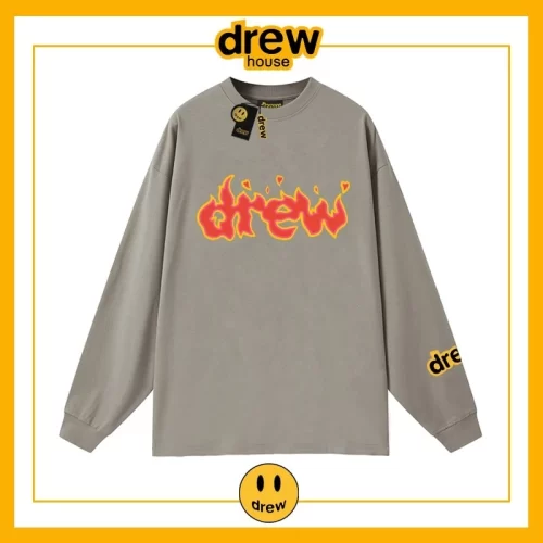 Drew Long Sleeve T-Shirt Cotton Loose Base Layer Unisex Student Style 8