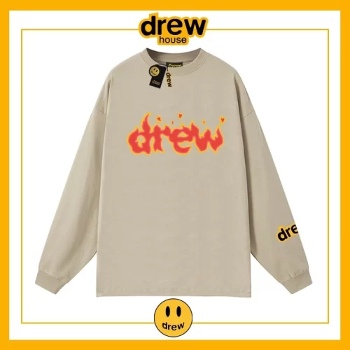 Drew Long Sleeve T-Shirt Cotton Loose Base Layer Unisex Student Style 9