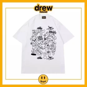 Drew Summer Print Short Sleeve T-Shirt Unisex Cotton Loose Style 1