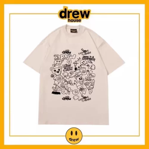 Drew Summer Print Short Sleeve T-Shirt Unisex Cotton Loose Style 15