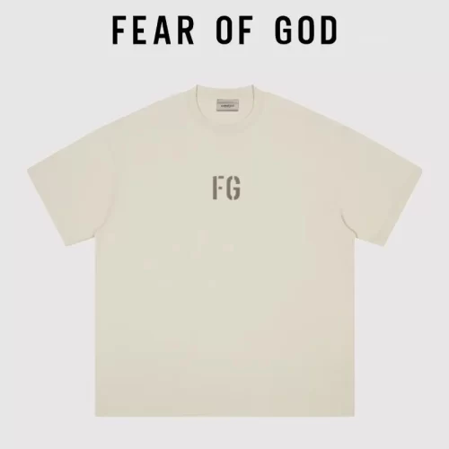 FG Flocked Letter T Shirt Unisex Loose Essentials Cotton Short Sleeve Streetwear Style 1