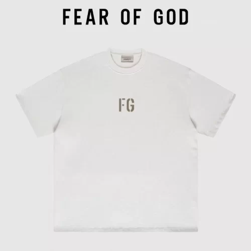 FG Flocked Letter T-Shirt Unisex Loose Essentials Cotton Short Sleeve Streetwear Style 3