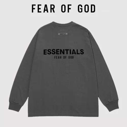 FOG Essentials Back Letter Long Sleeve T-Shirt Streetwear Couple Round Neck Unisex Style 1
