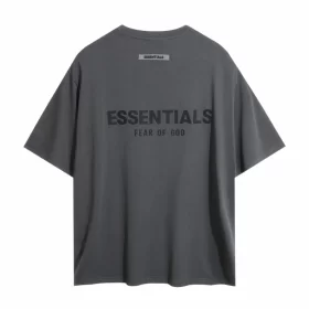 FOG Essentials Back Print Letter Unisex Streetwear Loose Couple Short Sleeve T Shirt Style 2