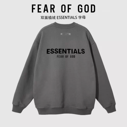 FOG Essentials Double Sided Flocked Letter Sweatshirt Unisex Streetwear Style 2