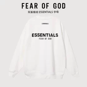 FOG Essentials Double Sided Flocked Letter Sweatshirt Unisex Streetwear Style 5