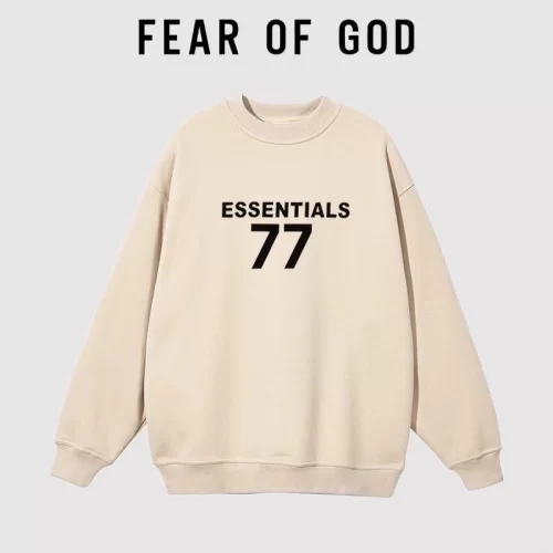 FOG Essentials Flocked 77 Letter Sweatshirt Loose Couple Streetwear Unisex Style 4