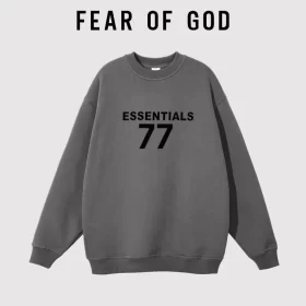 FOG Essentials Flocked 77 Letter Sweatshirt Loose Couple Streetwear Unisex Style 5