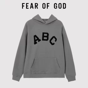 FOG Flocked ABC Hooded Sweatshirt Unisex Autumn 7 Logo Streetwear Style 1