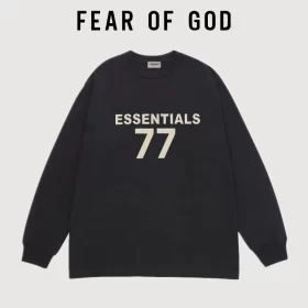 FOG Flocked Double 7 Essentials Letter Long Sleeve Streetwear T-Shirt Unisex