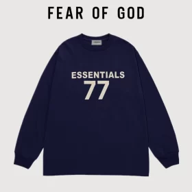 FOG Flocked Double 7 Essentials Letter Long Sleeve Streetwear T-Shirt Unisex Style 2