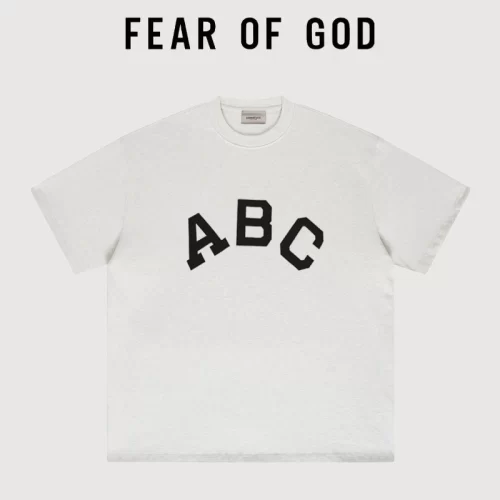 FOG Seventh Season Mainline ABC Flocked Short Sleeve Streetwear T-Shirt Couple Style 2