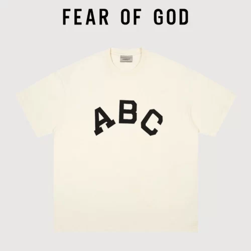 FOG Seventh Season Mainline ABC Flocked Short Sleeve Streetwear T Shirt Couple Style 3
