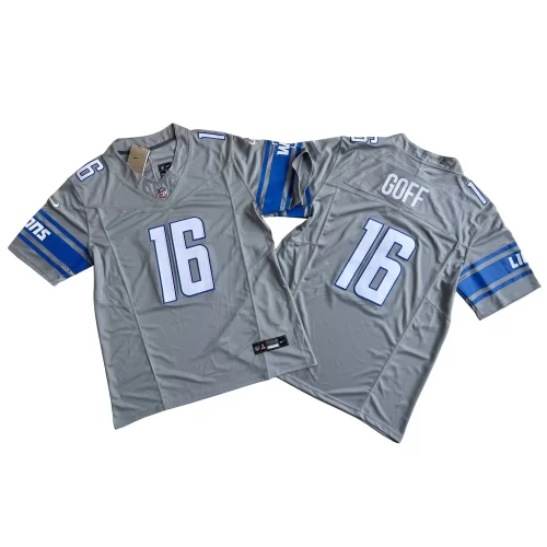 Grey Detroit Lions 16 Jared Goff Nike Vapor Fuse Limited Jersey Cheap