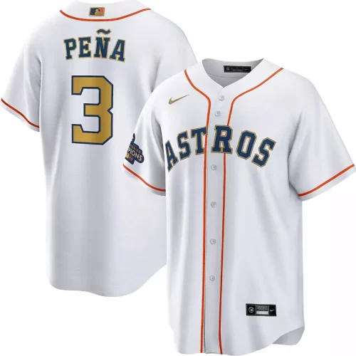 Houston Astros 13 Gold Word Fans Big White 3 Jersey Cheap