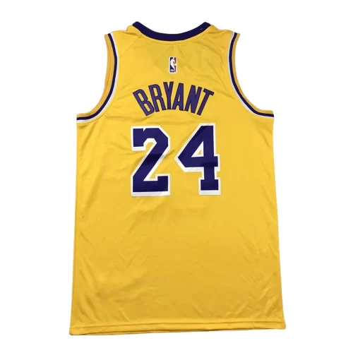 Los Angeles Lakers24 Kobe Commemorative Edition Yellow Round Neck Jersey Cheap