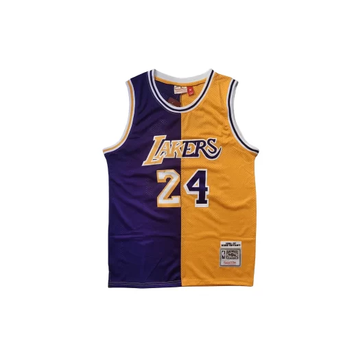 Los Angeles Lakers24 Purple Yellow Block Jersey Cheap