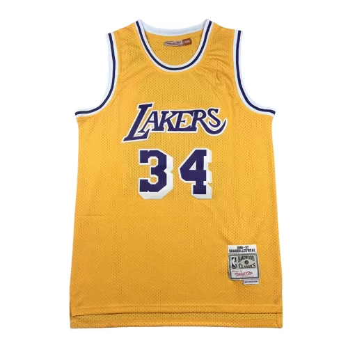 Los Angeles Lakers34 Yellow Vintage Gold Label Jersey Cheap