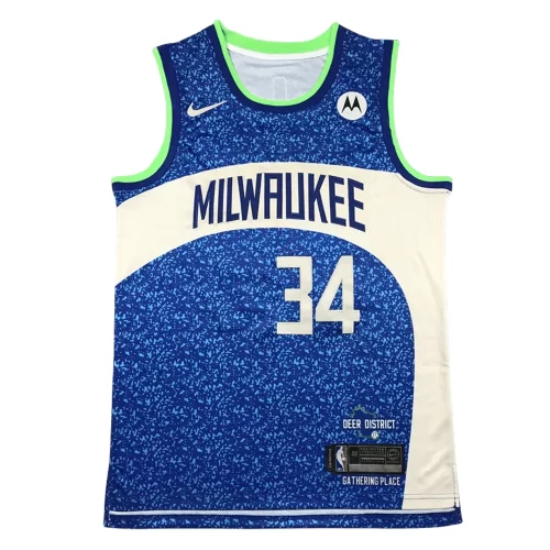 Milwaukee Bucks 34 Blue City Edition 1 Jersey Cheap