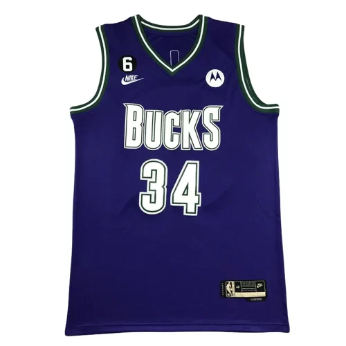 Milwaukee Bucks 34 Classic Purple Jersey Cheap