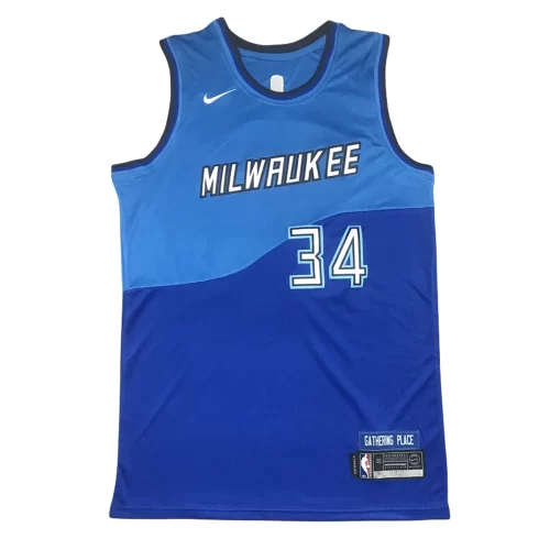 Milwaukee Bucks 34 New Blue City Edition Jersey Cheap